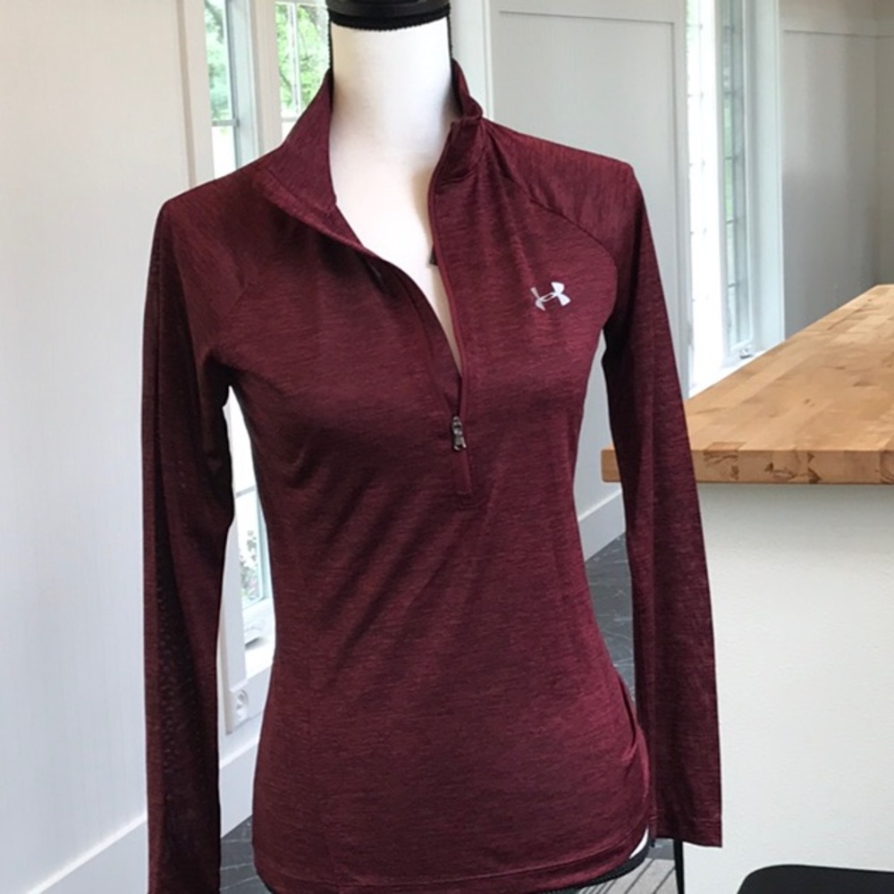 Under Armour Red Fitted Quarter-Zip Sweatshirt